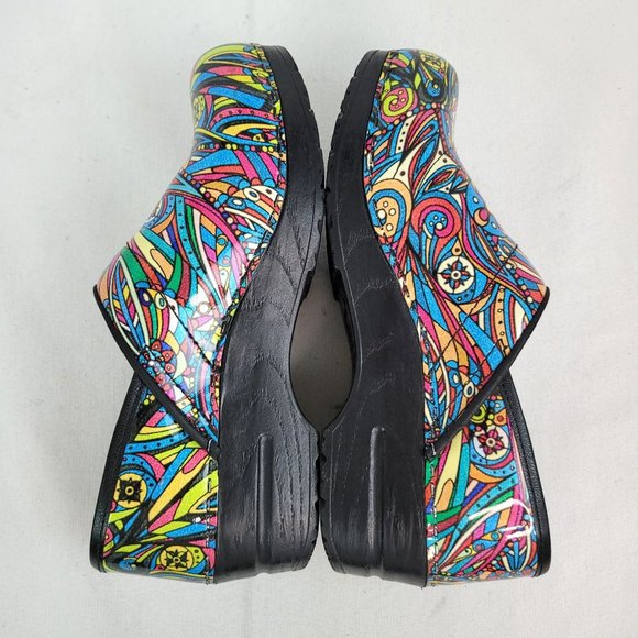 Sanita Multicolor Print Women's Leather Clogs US Size 6.5 EU 37 - Picture 6 of 7